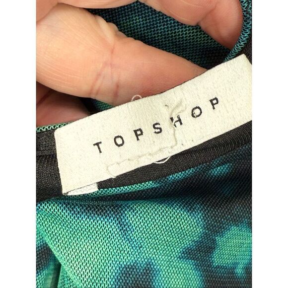 Topshop mesh ruched maxi dress in green tie dye size medium - Picture 9 of 11